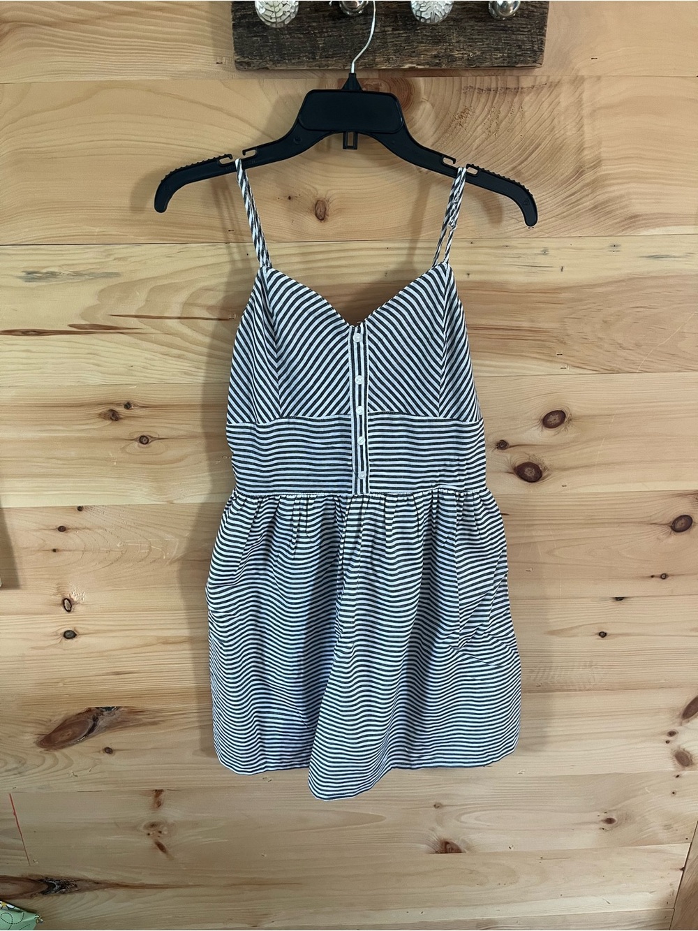 Love Notes Striped Spaghetti Strap Mini Dress in Navy and White Size Small